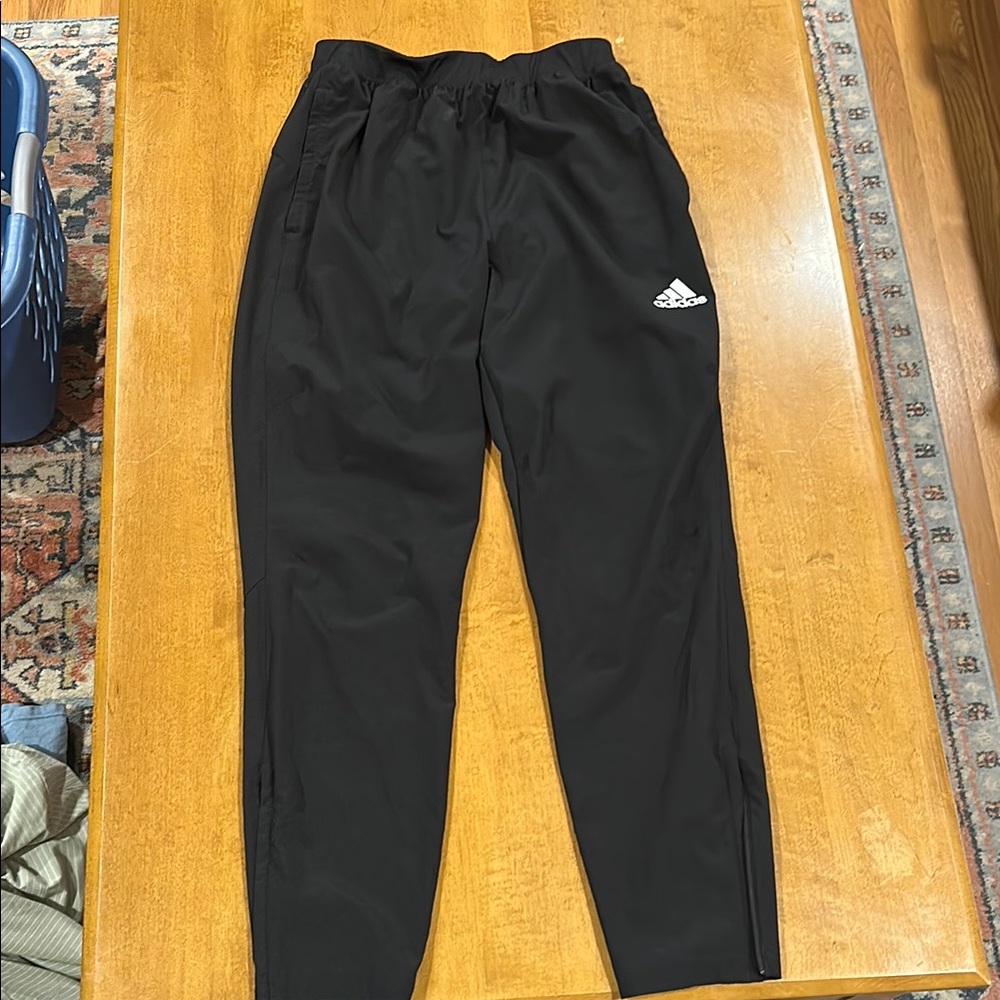 Adidas Black Joggers with zipper at pant leg medium